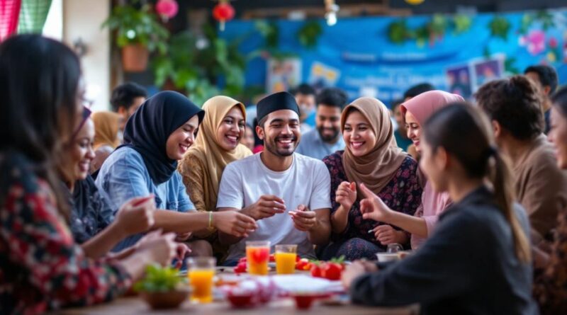 Kelompok orang berkolaborasi dalam acara penggalangan dana.